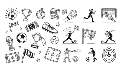 Vector set of different sport icons featuring hand drawn doodle sketches and business symbols for web design, mobile phone apps, and school book illustrations. © Graphic Astrix