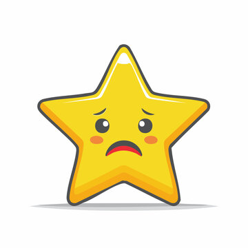 Sad Star Emoji Cartoon Character