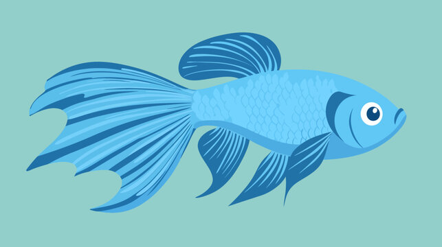 Vibrant blue illustration of a flowing, detailed fish with large tail