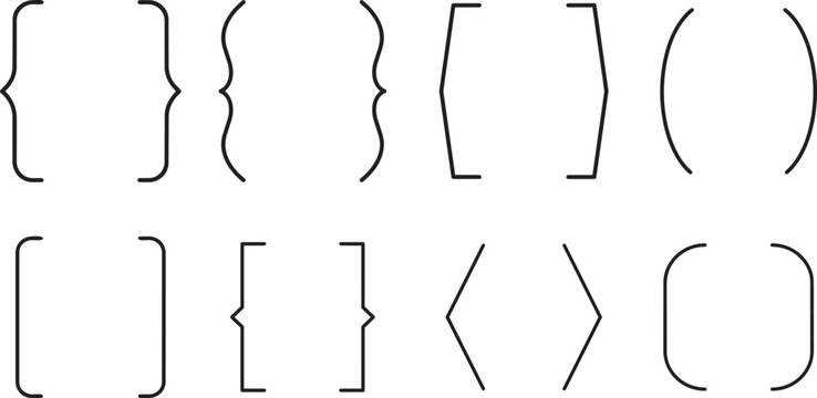 Mathematical Symbols Showcase: A sophisticated collection of various mathematical brackets and braces, presented in an organized grid that provides an abstract presentation. png