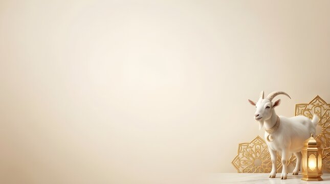 Luxury Eid ul Adha Flyer Background With Goat and Copy Space 