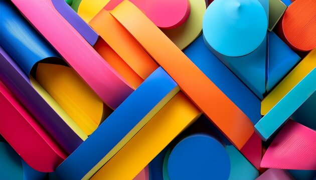 a vibrant abstract 3d render featuring a colorful geometric background design characterized by dynamic shapes and a vivid color palette that creates an engaging and visually stimulating composition