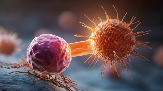 Immune cells engaging with pathogens in a laboratory. Researchers observe the interaction closely to gather data.