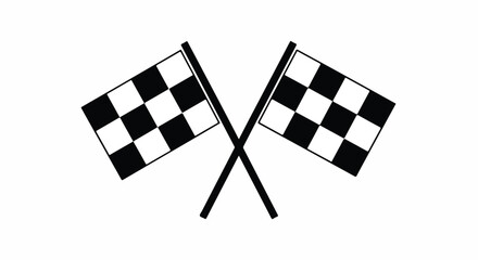 Fototapeta premium Two black and white checkered racing flags crossed, symbolizing victory, competition, and the finish line in sports and events.