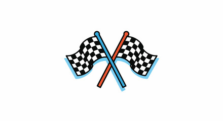 Fototapeta premium Two checkered flags crossed, symbolizing victory, competition, and the end of a race, isolated on white background