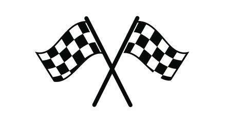 Fototapeta premium Two Crossed Checkered Flags Symbolizing the Start or Finish Line of a Race, Competition, or Goal Achievement