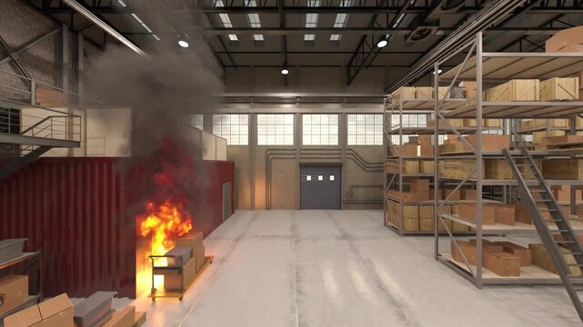 倉庫火災　3DCGレンダリング