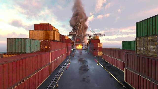 コンテナターミナル　3DCGレンダリング