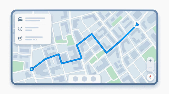 Navigation application, illustrating the route map