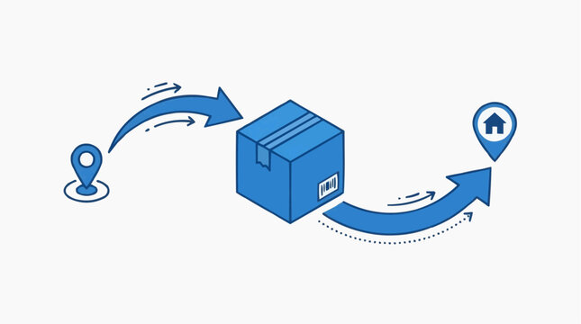 A delivery route graphic showcasing the journey of a package