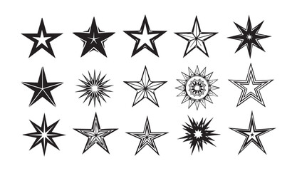 Collection of complex star clusters and celestial burst icons for astronomy and occultism graphics. © MdAbdul