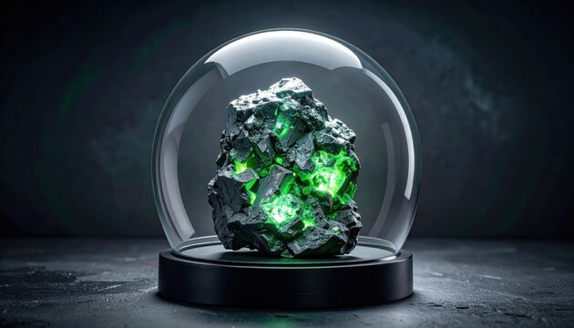 Pristine sample of pure uranium ore exhibiting a subtle greenish glow and rough texture