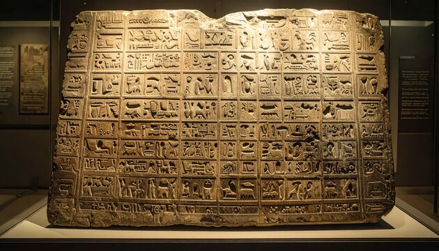 Detailed ancient Sumerian administrative tablet with densely carved cuneiform inscriptions, a historical artifact.