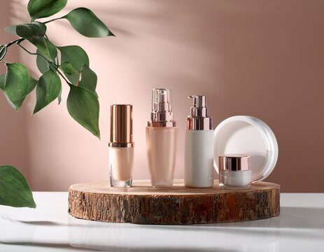 mock up display for cosmetics make up fragrance and skincare concept beauty and health sector