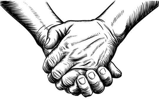 Two hands holding each other tightly