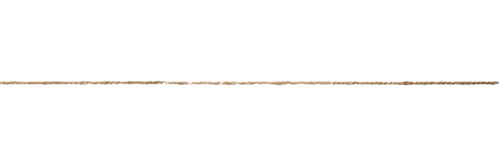 Horizontal Brown Hemp Twine String Line on Isolated White Background, Natural Rustic Jute Rope Cord Divider, Minimalist Craft and Packaging Design Element © Homelanderrr