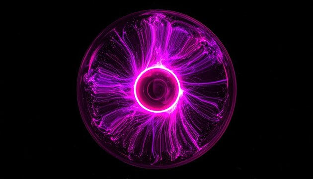 Vibrant Magenta Energy Vortex Ball with Electric Tendrils, Cosmic Plasma Display