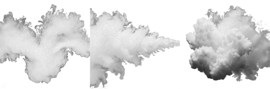 3D Render of Heavy Thick White Smoke Cloud Explosion Isolated on White Background for Special Effects Action Scene and Blast Motion Graphic Asset