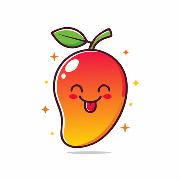 Cute Kawaii Mango Character with Tongue Sticking Out