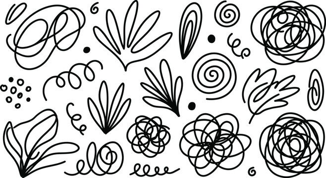 Organic shapes pack hand drawn doodle elements for creative design