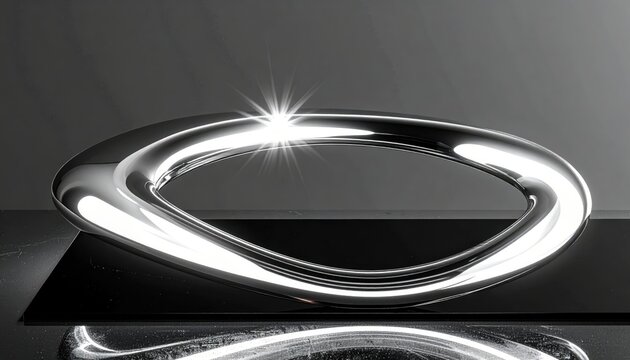 Seamlessly flowing liquid metal forming an elegant continuous loop with brilliant light highlights