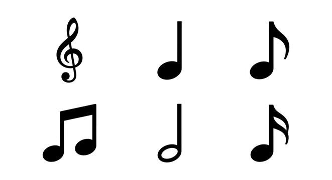 Musical Notes Vector Icons, Treble Clef, Eighth Notes, Quarter Notes