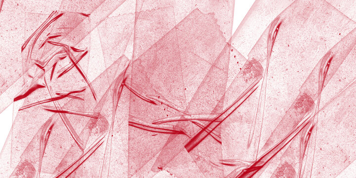 red geometric transparent tape, abstract red transparent plastic tape strips layered on white background with crinkled texture