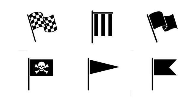 Vector Flag Icons: Racing, Pirate, Pennant, Signal Flags