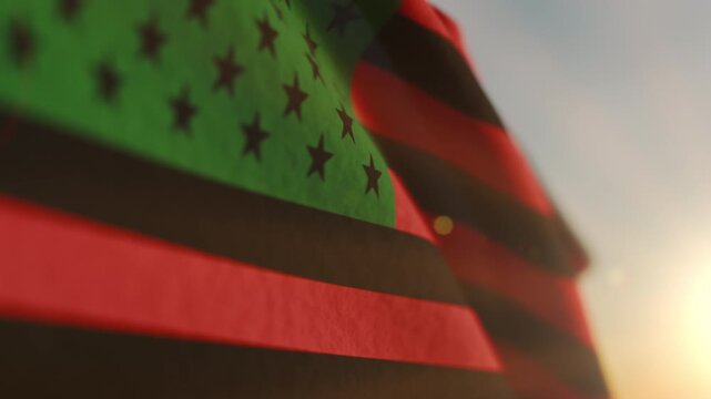 Juneteenth Flag Waving Freedom Celebration Scene