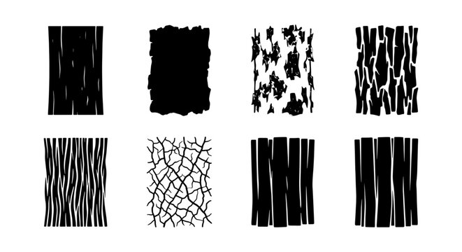Wood Grain Textures, Bark Patterns, Natural Surface Vector Set