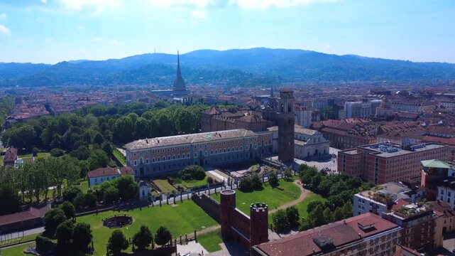 Porta Palatina Turin Aerial 4K