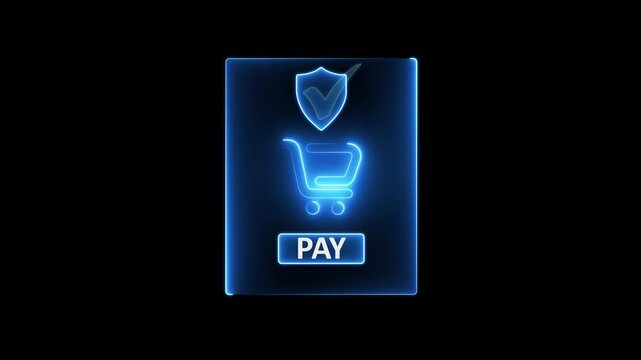 Mobile payment security concept on the transparent background. with secure checkout icon and green pay button during online shopping, motion graphic of mobile payment concept. 4k video