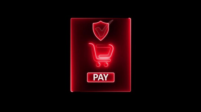 Mobile payment security concept on the transparent background. with secure checkout icon and green pay button during online shopping, motion graphic of mobile payment concept. 4k video