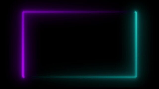Animation of glowing neon rectangles abstract background. abstract glowing pink and cyan neon rectangle border frame.motion graphic of tow ton rectangle frame concept. 4k motion video
