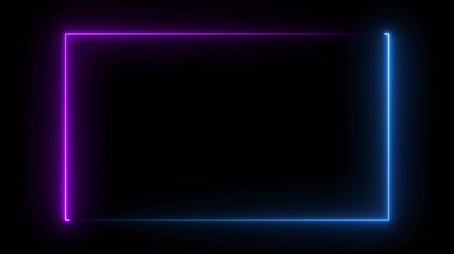 Animation of glowing neon rectangles abstract background. abstract glowing pink and blue neon rectangle border frame.motion graphic of tow ton rectangle frame concept. 4k motion video