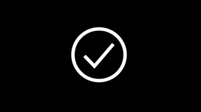 check mark icon animated on the black background. motion graphic of check mark icon concept . 4k animation motion video