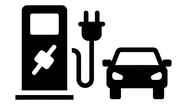 Electric car charging station icon