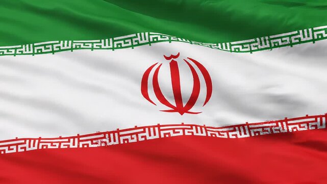 Flag of iran with green, white, and red colors and emblem