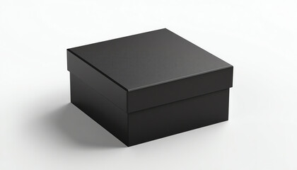 Naklejka premium One black shoe square box isolated on white background with clipping path