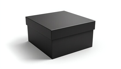 Naklejka premium One black shoe square box isolated on white background with clipping path