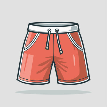 Red Athletic Shorts with Drawstring