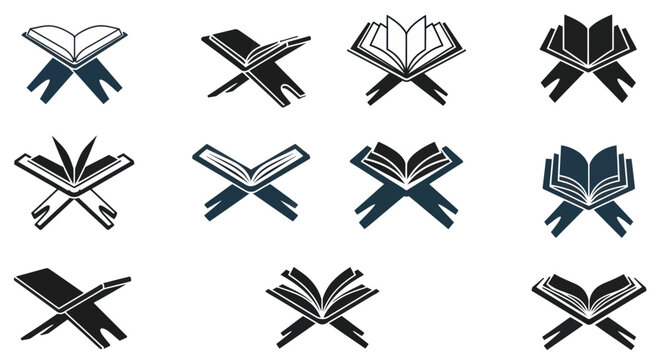 Islamic Book Stand Icons: Quran Rehal Collection, Set of 11