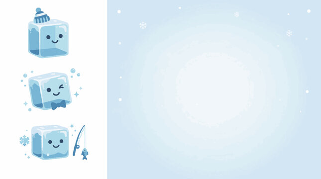 Blue cartoon cube characters smiling happy.