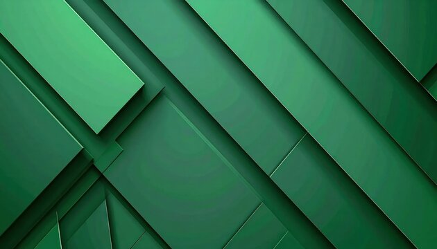Abstract Green Geometric Shapes Overlapping Background Design.