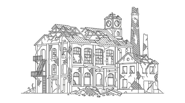Damaged Old Building Structure.