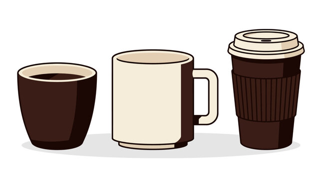 Coffee Cups Lineup Illustration.