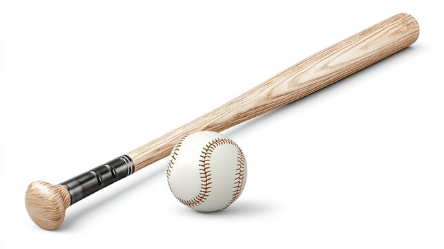 Baseball bat and ball set on a light