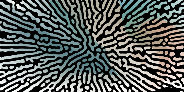 Vector Generative algorithm psychedelic green background. Reaction-diffusion or turing pattern formation. Organic lines in memphis. Unique texture of homogeneous, uniform state in biological organisms