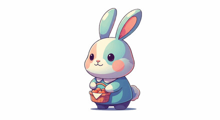 Obraz premium Cute Easter Bunny Holding a Basket.