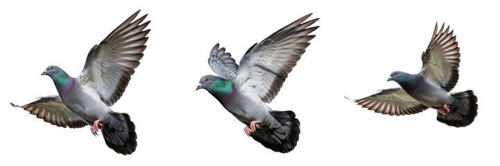 Pigeon Flying in Sky Wild Rock Dove Bird in Motion Spread Wings for Freedom Peace Nature Wildlife Urban Environment Design Element Cutout Stock Photo © QReechina